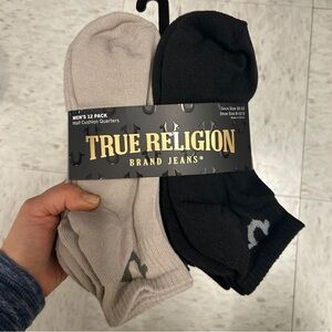 NWT True Religion Men's half cushion quarter Socks 12-Pack